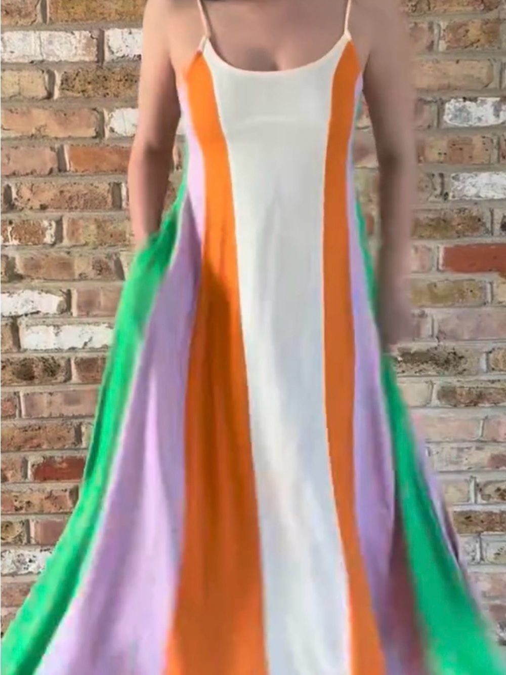 HYFVE Colorblock Maxi Dress in White, Orange, Green & Lilac (WORN ONCE)